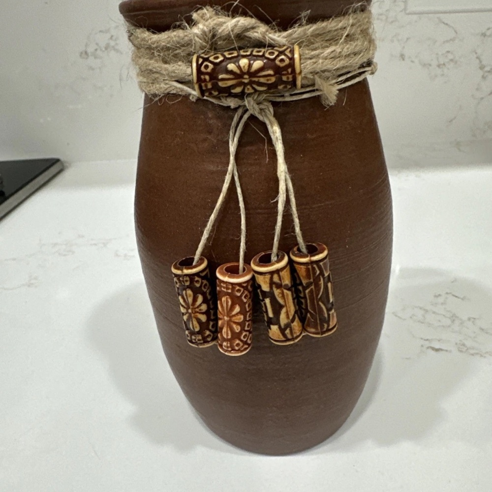 Signed 7” Terra Cotta Vase With Rustic/Tribal Aesthetic